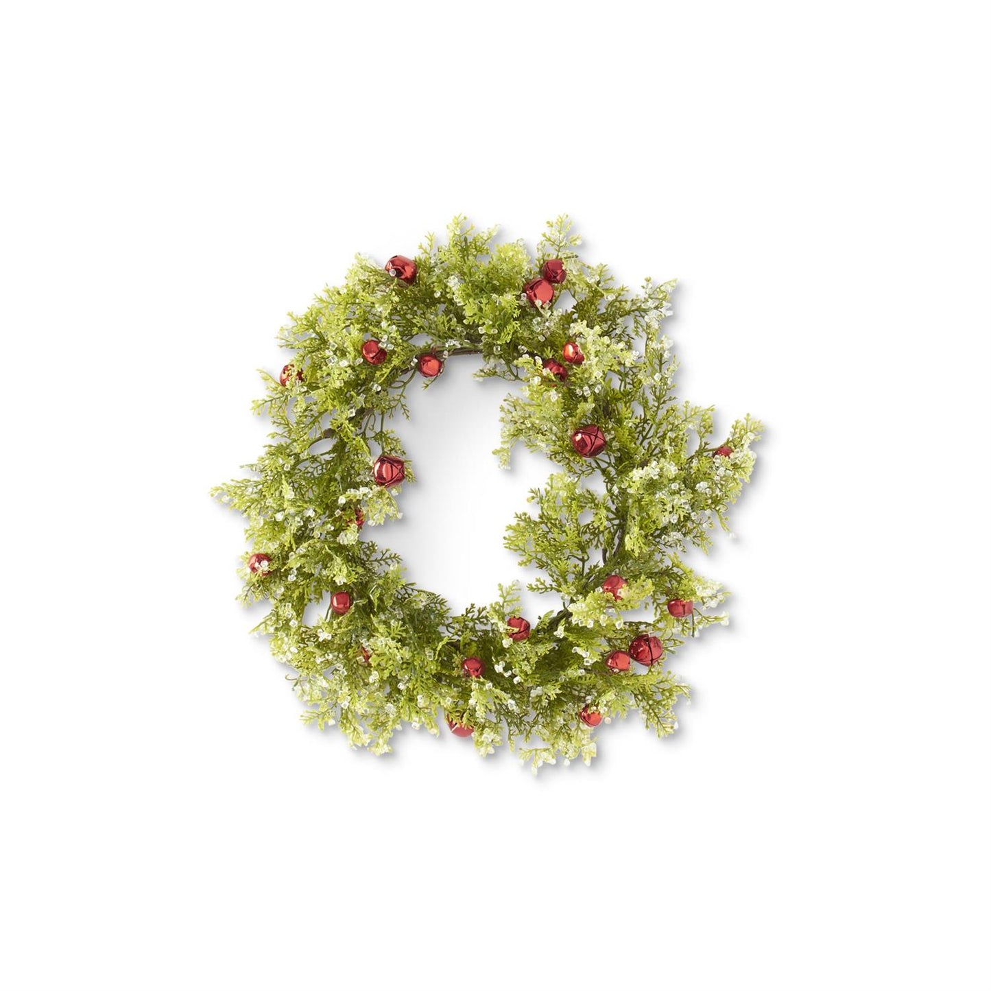 13 Inch Cypress Candle Ring w/Red Bells & Pinecones (6.5Dia.)