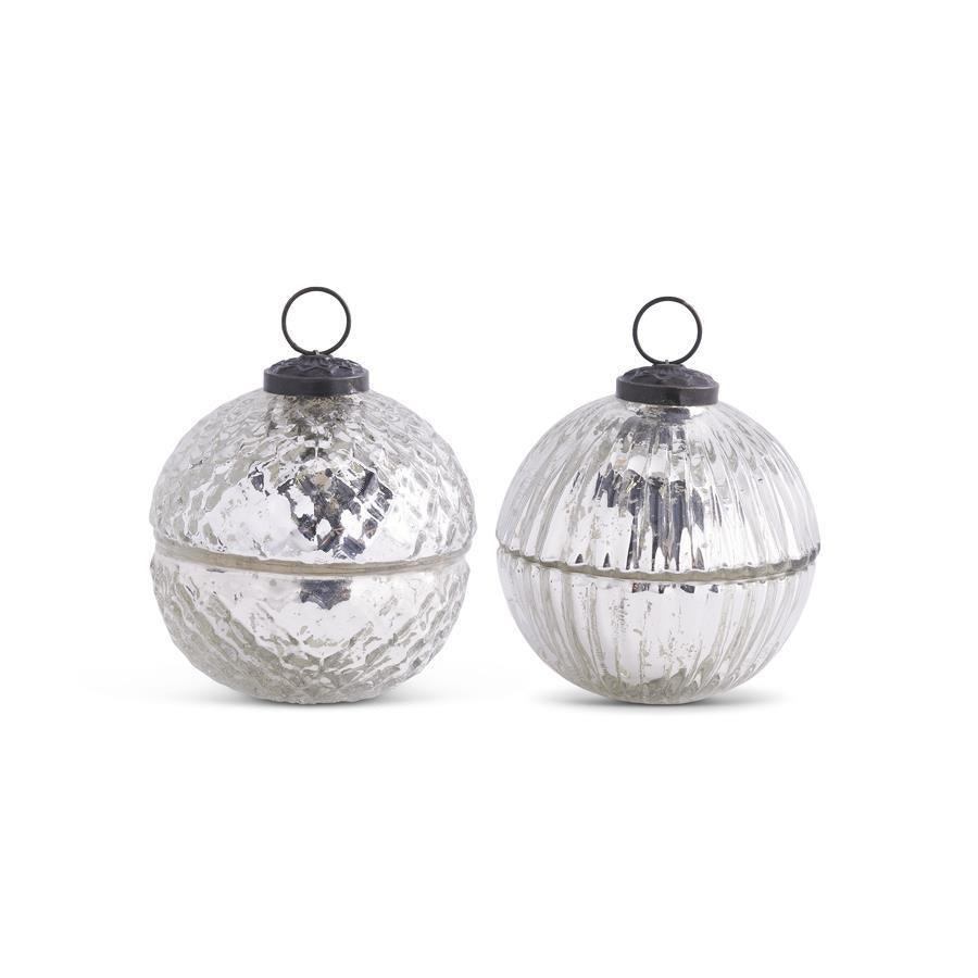 Silver Mercury Glass Ornament Candle