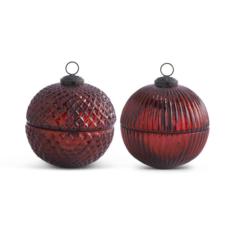 Red Mercury Glass Ornament Candle