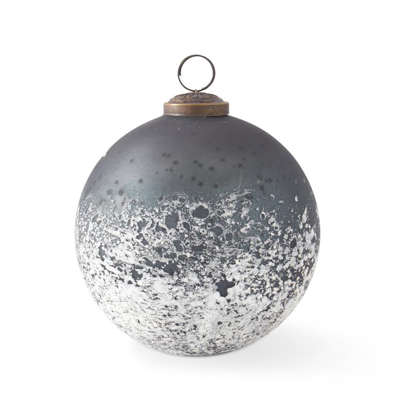 5 Inch Black & Half White w/Speckles Glass Ornament