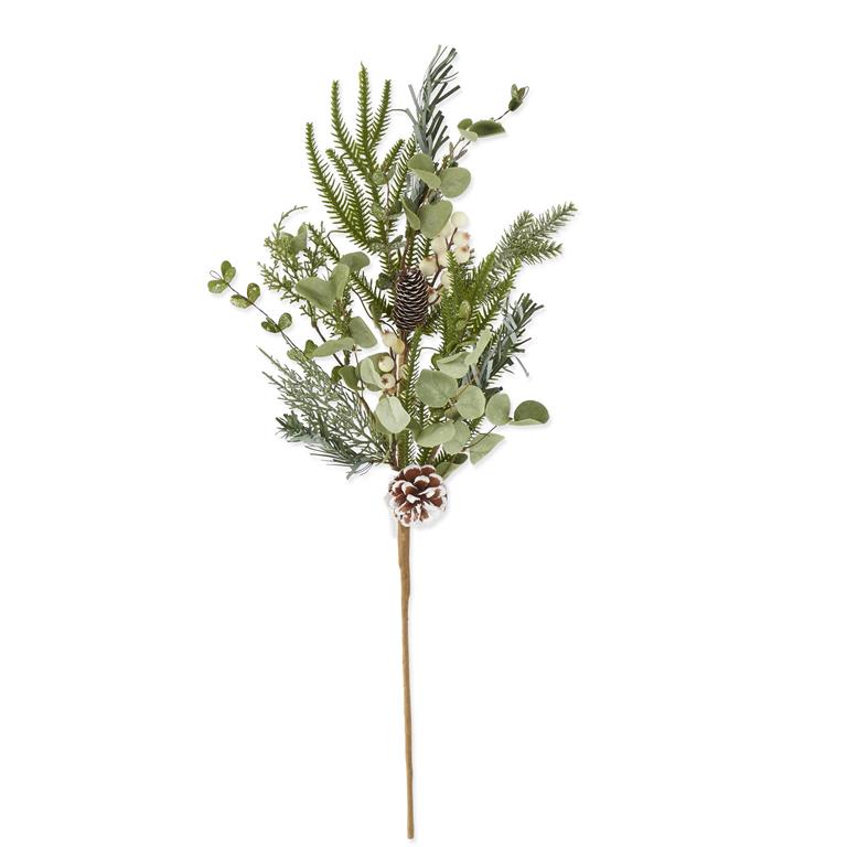30 Inch Glittered Pine Stem w/Eva Eucalyptus