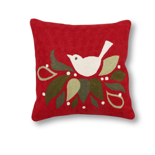 Red Square Pillow w/ White Dove