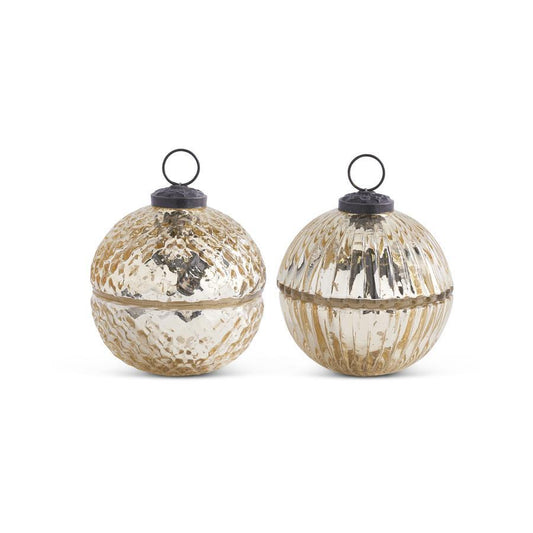 Gold Mercury Glass Ornament Candle