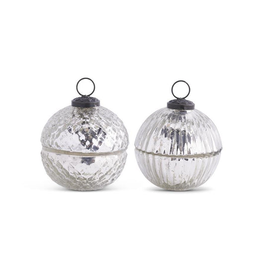 Silver Mercury Glass Ornament Candle