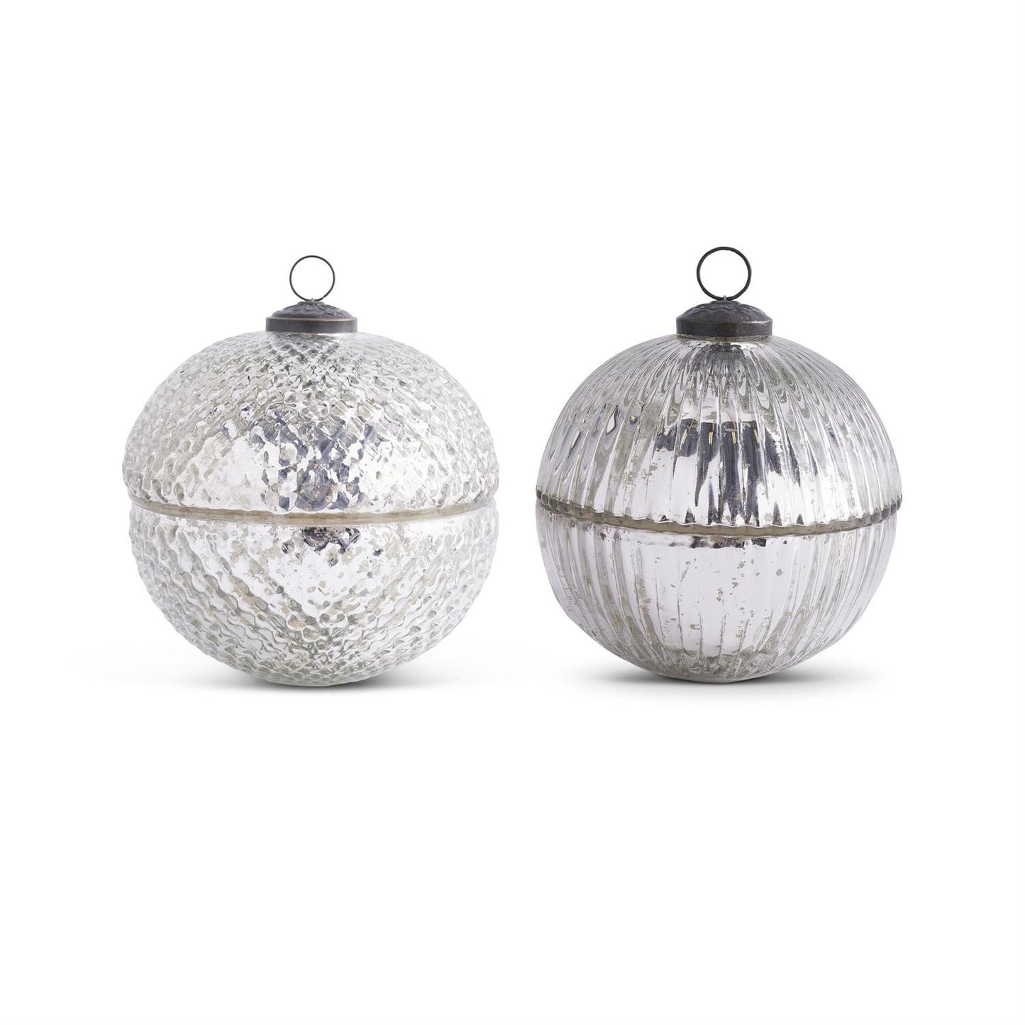 Silver Mercury Glass Ornament Candle