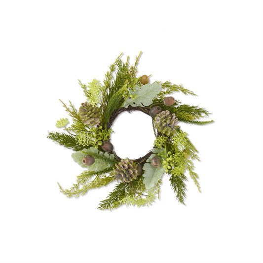 Pine Candle Ring w/Pinecones & Lambs Ear