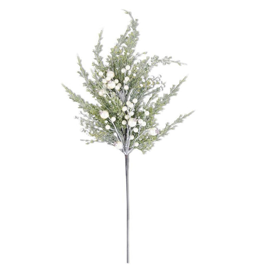 30" Snowy Cypress Pine Spray w/Pearl