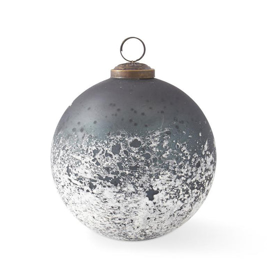 5 Inch Black & Half White w/Speckles Glass Ornament