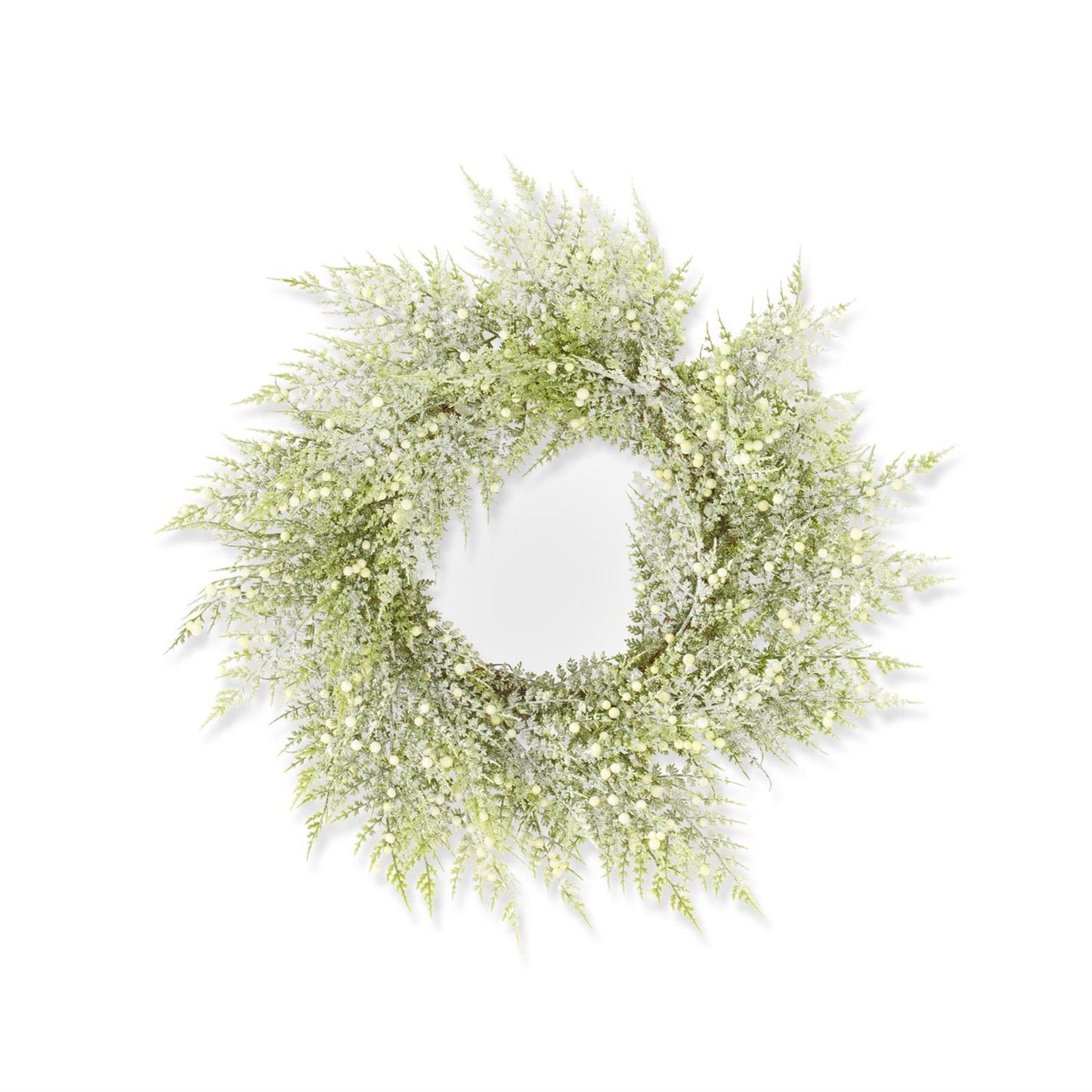 Glittered Snowy Fern Candle Ring/Wreath